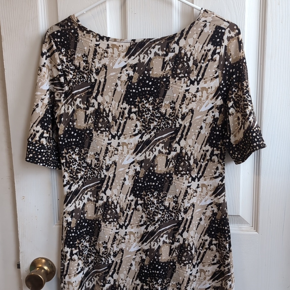 Style & Co Beige Brown Patterned Shift Dress Size PP - Picture 5 of 6